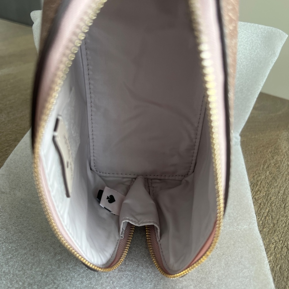 kate spade Rose Gold Tinsel Glitter Small Cosmetics Bag NWT - Picture 6 of 8